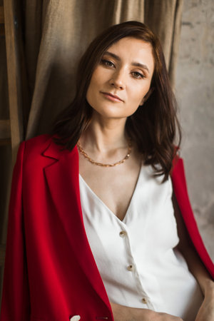 model at a professional photo shoot in a stylish wayの写真素材