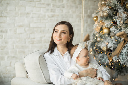 mother hugs little daughter, happy family relationshipの写真素材