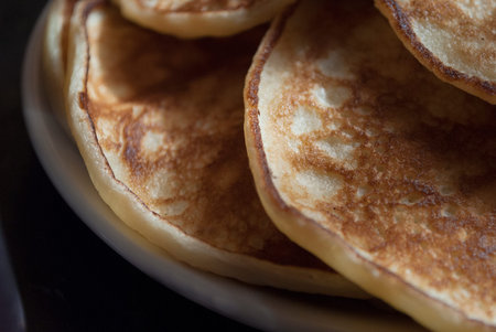 Pancakes close-up macro on a plate