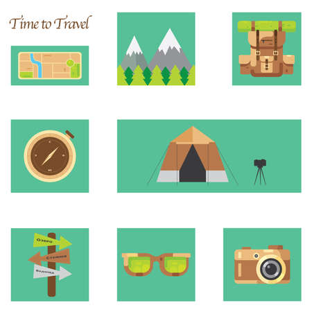 Travel Trip Holidays Nature Setのイラスト素材