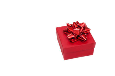red gift box on white backgroundの写真素材