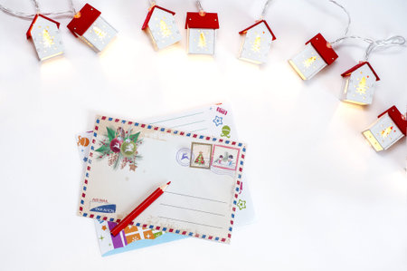 letter to Santa Claus and holiday lanterns