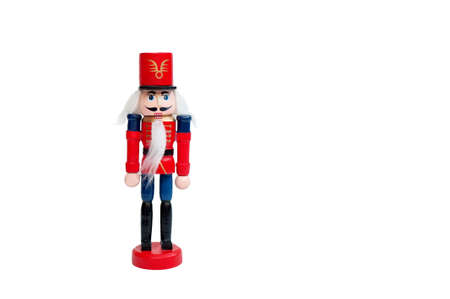 Christmas tree toy nutcracker on white backgroundの写真素材