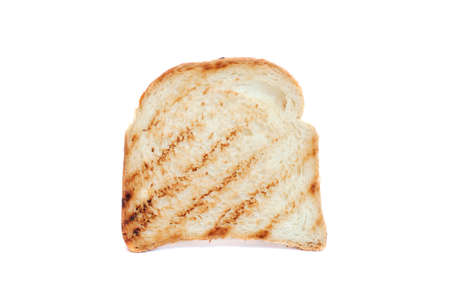 Slice of bread toaster isolated on white backgroundの写真素材