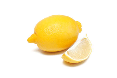 Fresh, ripe lemon on white backgroundの写真素材