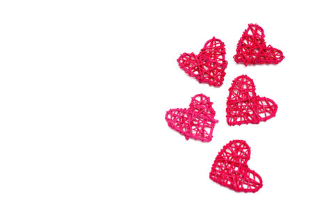 Five hearts on a white background