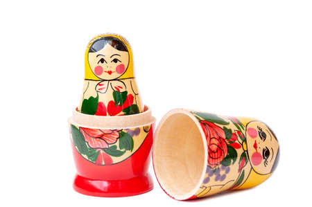 Open Russian doll Matryoshka on a white backgroundの写真素材