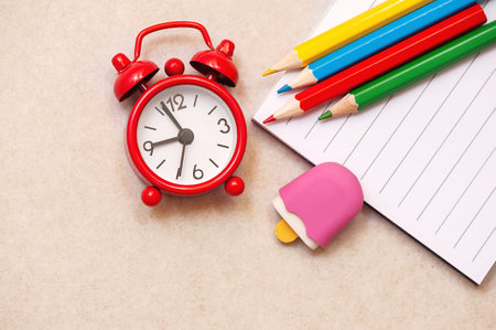 back to school background. school supplies close up
