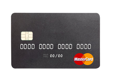 Smolensk, Russia - October 20, 2023: Plastic template of bank debit or credit card Master Card. Blank credit card on white background for business and finance, digital technology pのeditorial素材