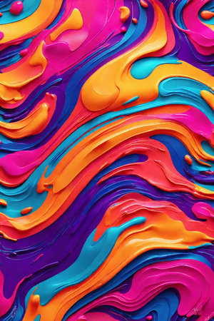 Bright neon colors background with smooth fluid linesの素材