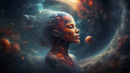 human soul in outer spaceの素材