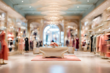 Abstract blur background. Luxury clothing shop, elegant storeの素材