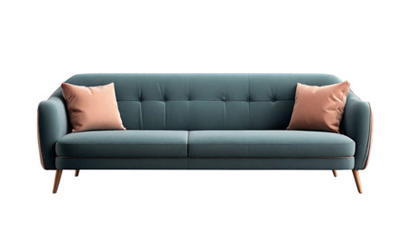 Sofa with pillows isolated on white background. 3d renderの素材