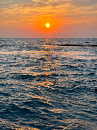 Sunset over the sea. Beautiful sunset over the sea.の写真素材