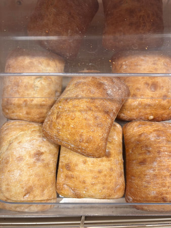 Bread in a bakery, close-up of bread in a bakeryの写真素材