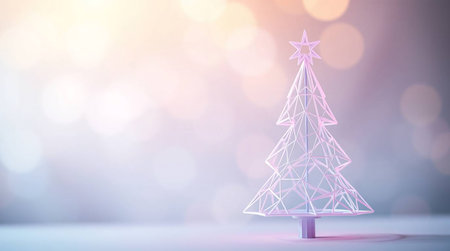 Elegant Geometric Christmas Tree with Soft Bokeh Lightsの素材