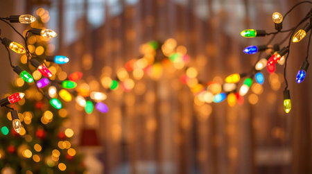 Festive Christmas Lights Bokehの素材