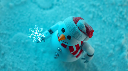 Festive Robot Snowman with Magical Snowflake in Winterの素材