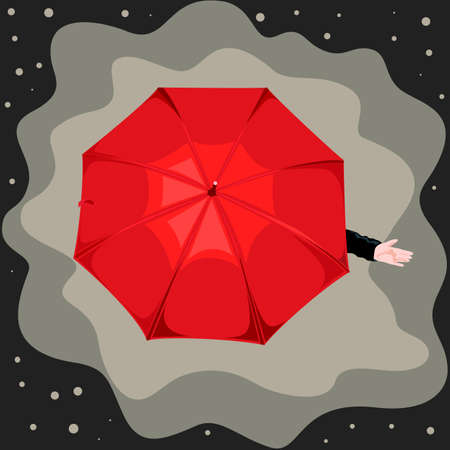 Red umbrella, top view. Vector.のイラスト素材