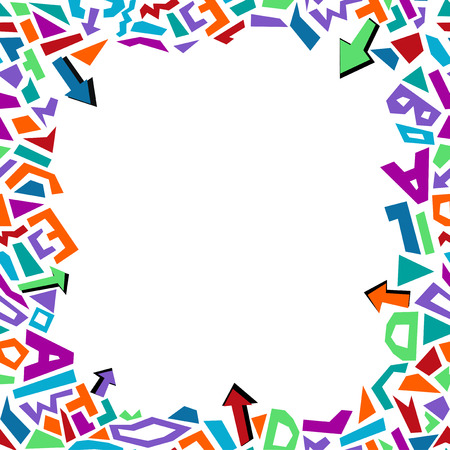 Trendy geometric elements memphis style frame. Retro style texture, pattern and geometric elements. Modern abstract design poster, cover, card design.のイラスト素材