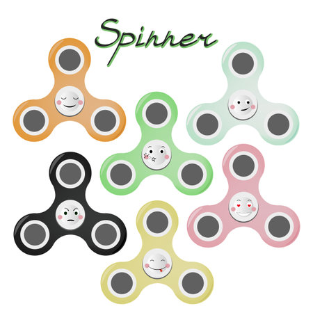Vector illustration of spinner Emoji. Set of 6 stickers - emoticonsのイラスト素材