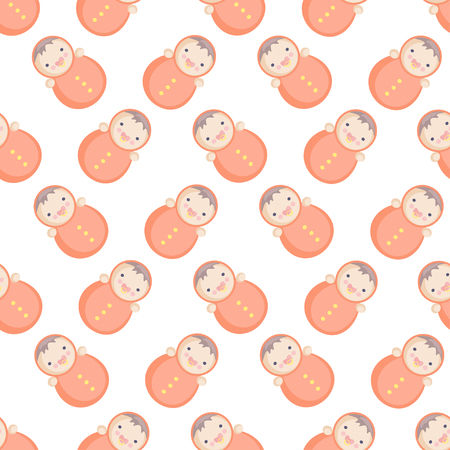 Cute Baby Vector seamless pattern with roly-polyのイラスト素材