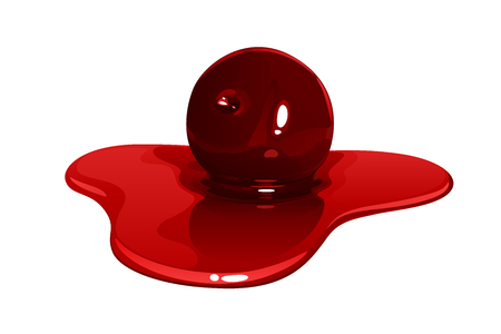 Cherry jam in a puddle of syrup icon.のイラスト素材