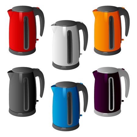 Set of different colored electric kettles.のイラスト素材