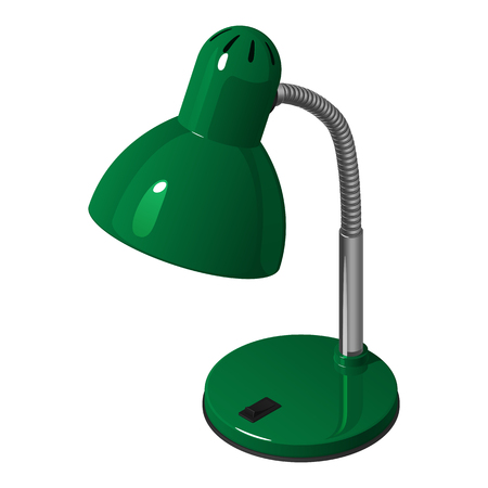 Green desk lamp in isometric view, isolated on white backgroundのイラスト素材