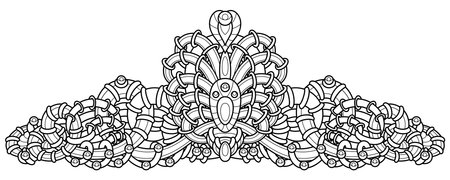 Black and white vector outline image of patterned braided tiaraのイラスト素材