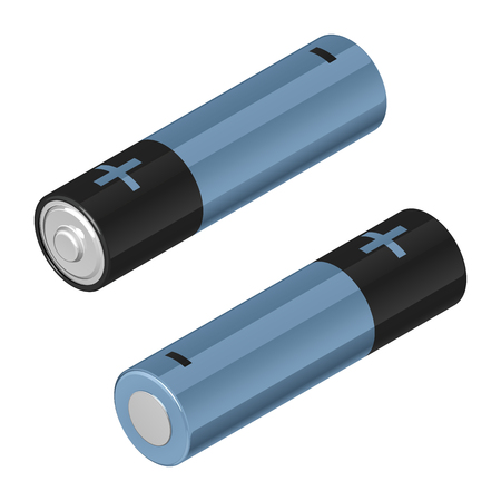 Two AA batteries, black and blueのイラスト素材