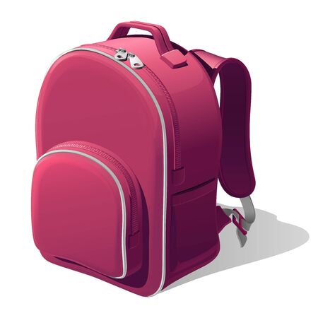 Pink school backpack with shoulder strapsのイラスト素材