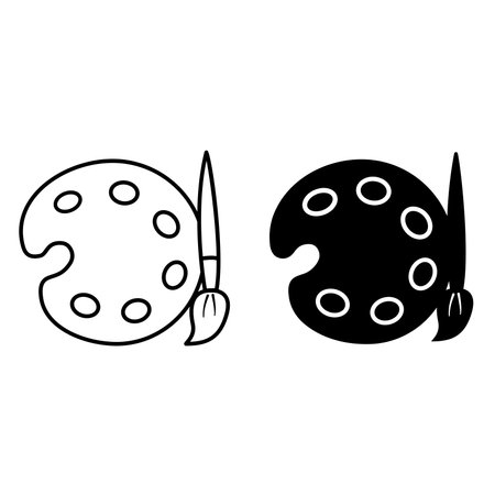 Brush icons with Palette. Vector Illustration Artistic Palette with Paints and Brushesのイラスト素材