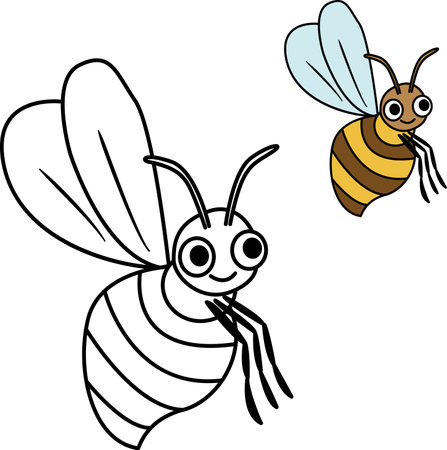 Coloring book for kids cute beeのイラスト素材