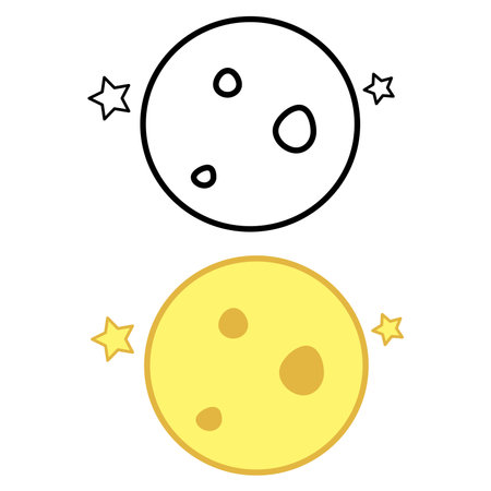 Full moon and stars icons. Weather Vector Icon. Space Illustrationのイラスト素材