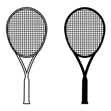 Tennis racket icons. Black and White Vector Illustration of Tennis Rackets. Sports Logoのイラスト素材
