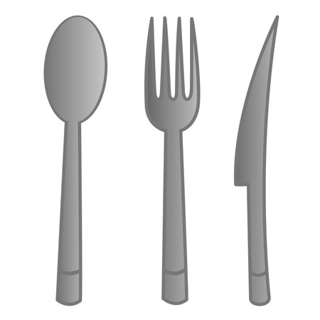 Cutlery in Cartoon Style. Vector Illustration of Spoon, Fork, and Knife for Campingのイラスト素材