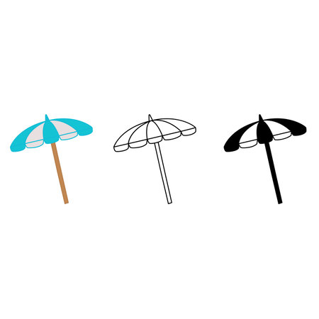 Beach umbrella icons. Vector Illustration of Summer Sun Umbrellasのイラスト素材