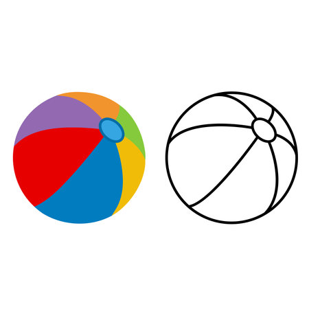 Cartoon Beach Balls. Vector Illustration of Bright Inflatable Balls for the Pool. Toy for Childrenのイラスト素材