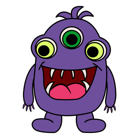 Cute Cartoon Monster. Vector Illustration of a Funny Monster on a White Backgroundのイラスト素材