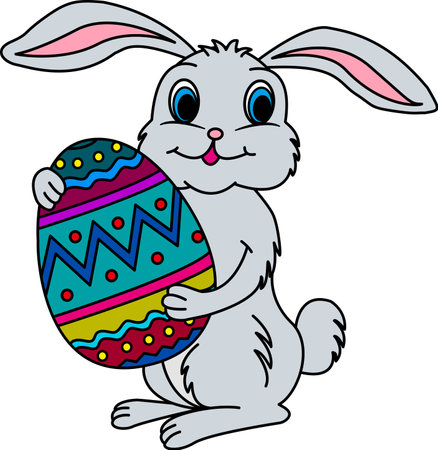 Cute Easter Bunny with Egg. Easter Vector Illustration Bunny with Eggのイラスト素材