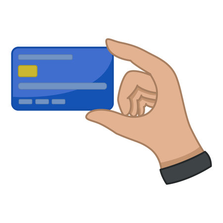Hand Holds Bank Card. Payment by Credit Card. Financial savings. Business and Finance Concept. Vector illustrationのイラスト素材