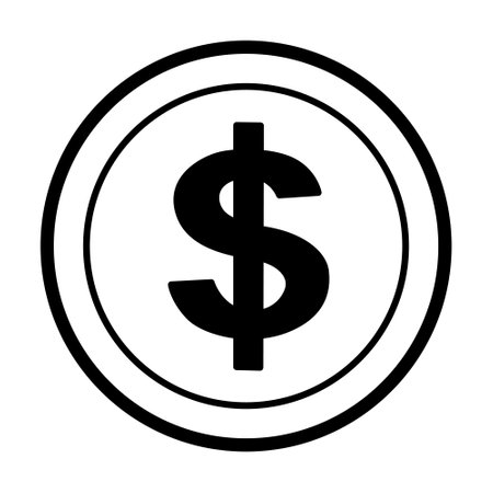Coin With Dollar Sign for Coloring Page. Money symbol. Vector Currency. Business and Finance Concept. Earnings and Income.のイラスト素材