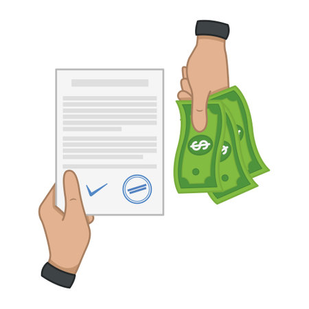 Credit Banking Agreement. Borrow Money from a Bank, Mortgage, Debt or Interest Repayment Obligation, Personal Loan. Vector illustrationのイラスト素材