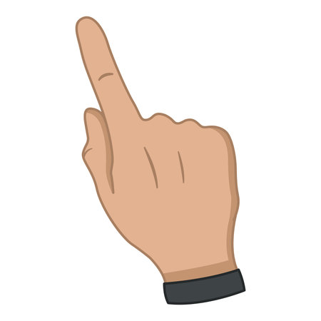 Index Finger Up. Hand Gesture. Index Finger Touches Screen or Shows Something. Vector illustrationのイラスト素材