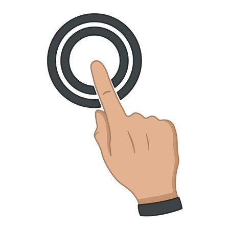 Double Click on an Element with your Finger. Index Finger Touches Touch Screen. Hand Gesture. Index Finger Up. Vector illustrationのイラスト素材