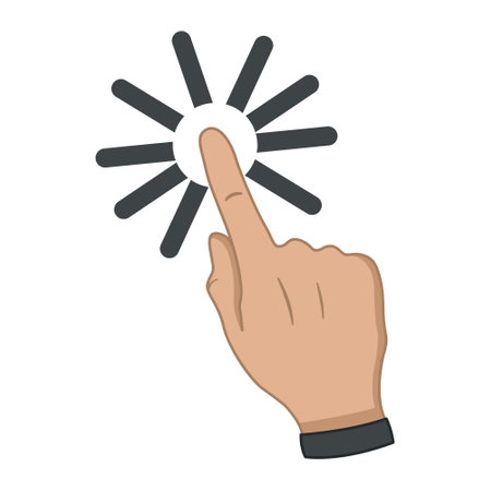 Pressing the Screen with the Index Finger. Hand Gesture. Index Finger Up. Vector illustrationのイラスト素材