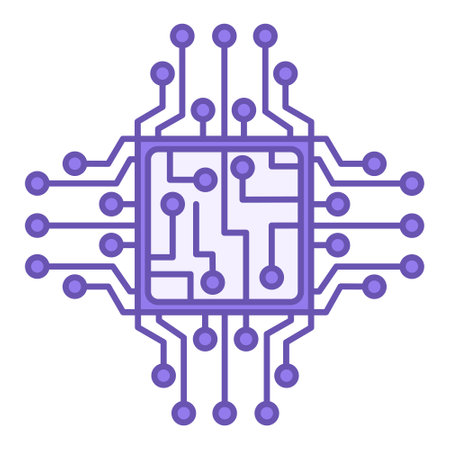 Circuit icon. Electronic Motherboard. Vector Illustration of Connected Lines and Dots. Technology Conceptのイラスト素材