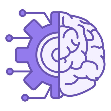 Machine Learning Colored Icon. Vector Icon of Human Brain and Gears. Technology Conceptのイラスト素材