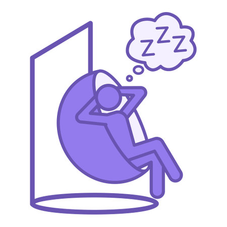 Relax Colored Icon. Vector Icon of a Man Sleeping in a Hanging Chair. Travel and Vacation Conceptのイラスト素材